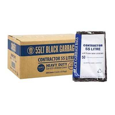55lt Contractor Black Garbage Bags