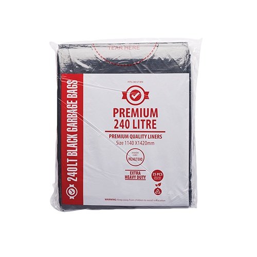 240lt Extra Heavy Duty Garbage Bags - 100 bags