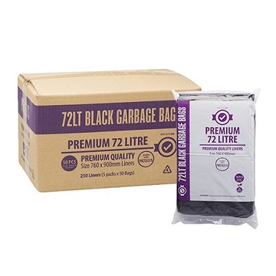 72lt Premium Black Garbage Bags