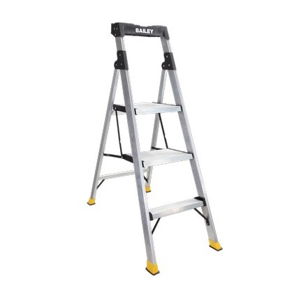 Step Ladder - Lightweight Aluminium - 100kg Rating - 3 step
