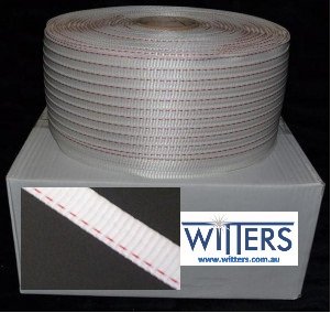 Python White Woven Poly Strapping 19mm x 700mt - 1 Red Line
