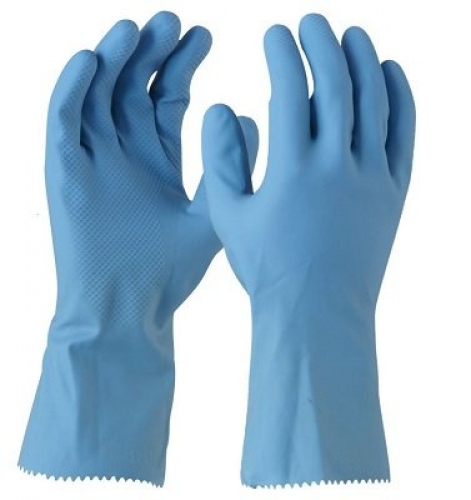 Maxisafe Blue Latex Silverlined Glove, size 8-8.5