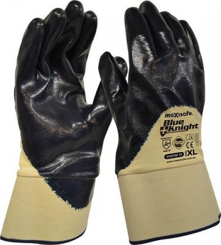 Blue Knight Nitrile 3/4 Dipped Glove with Safety Cuff - XLarge