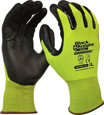 Black Knight Gripmaster Hi-Vis Yellow Synthetic Glove, Nitrile Coated