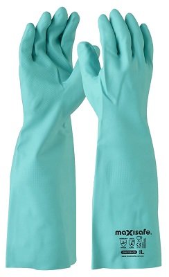 Maxisafe Green Nitrile Chemical Gauntlet - 45cm