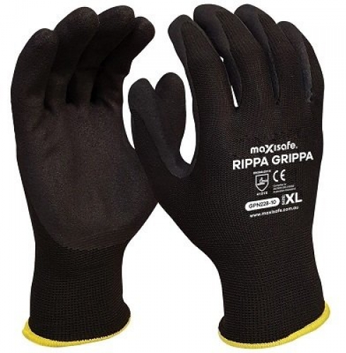 Maxisafe 'Rippa Grippa' Black Nitrile Coated Synthetic Glove