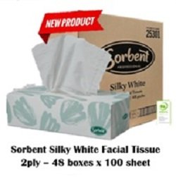 Sorbent Silky White Facial Tissues - Hypo-allergenic