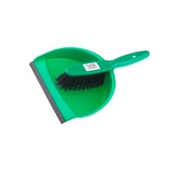 Plastic Dustpan and Brush Set - Green