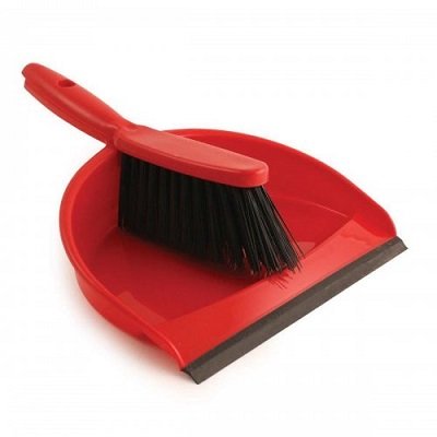 Plastic Dustpan and Brush Set - Red