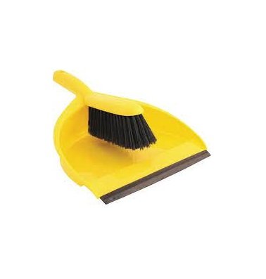 Plastic Dustpan and Brush Set - Yellow