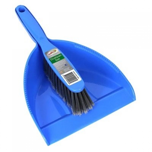 Sabco General Purpose Plastic Dustpan and Brush Set - Blue