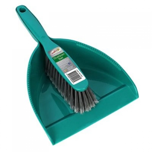 Sabco General Purpose Plastic Dustpan and Brush Set - Green