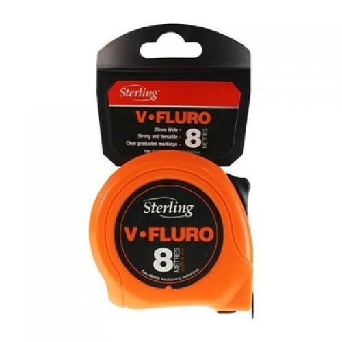 Sterling V-Force Fluro Measutring Tape 8mt x 25mm