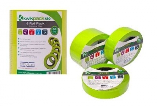 Kwikmask Washi Green 60 day Masking Tape - Tower Packs 24mm x 6 rolls